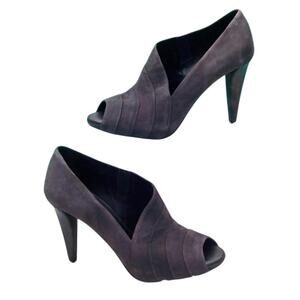 Donald Pliner Gray Suede Leather Bootie Shoe Asymmetrical Peep Toe New NWT $395